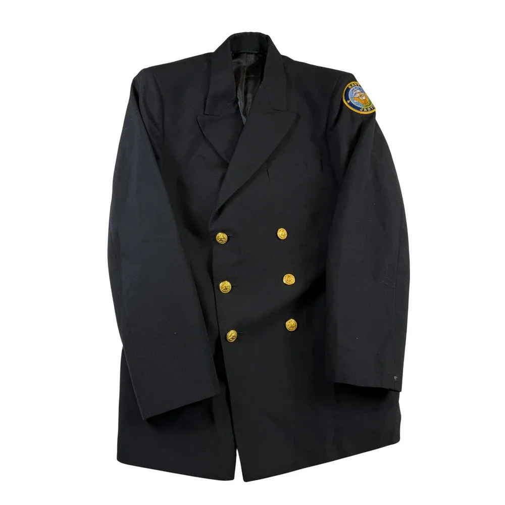 DSCP Uniart Corp Navy JROTC Dress Jacket 38R Black Wool Blend Double Breasted